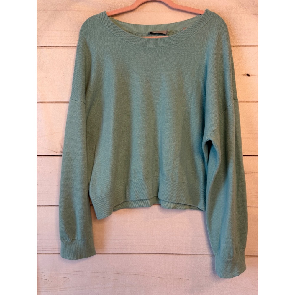 Vince Cashmere Sweater XL Seafoam Green Scoop Neck Relaxed Fit Knit Pullover